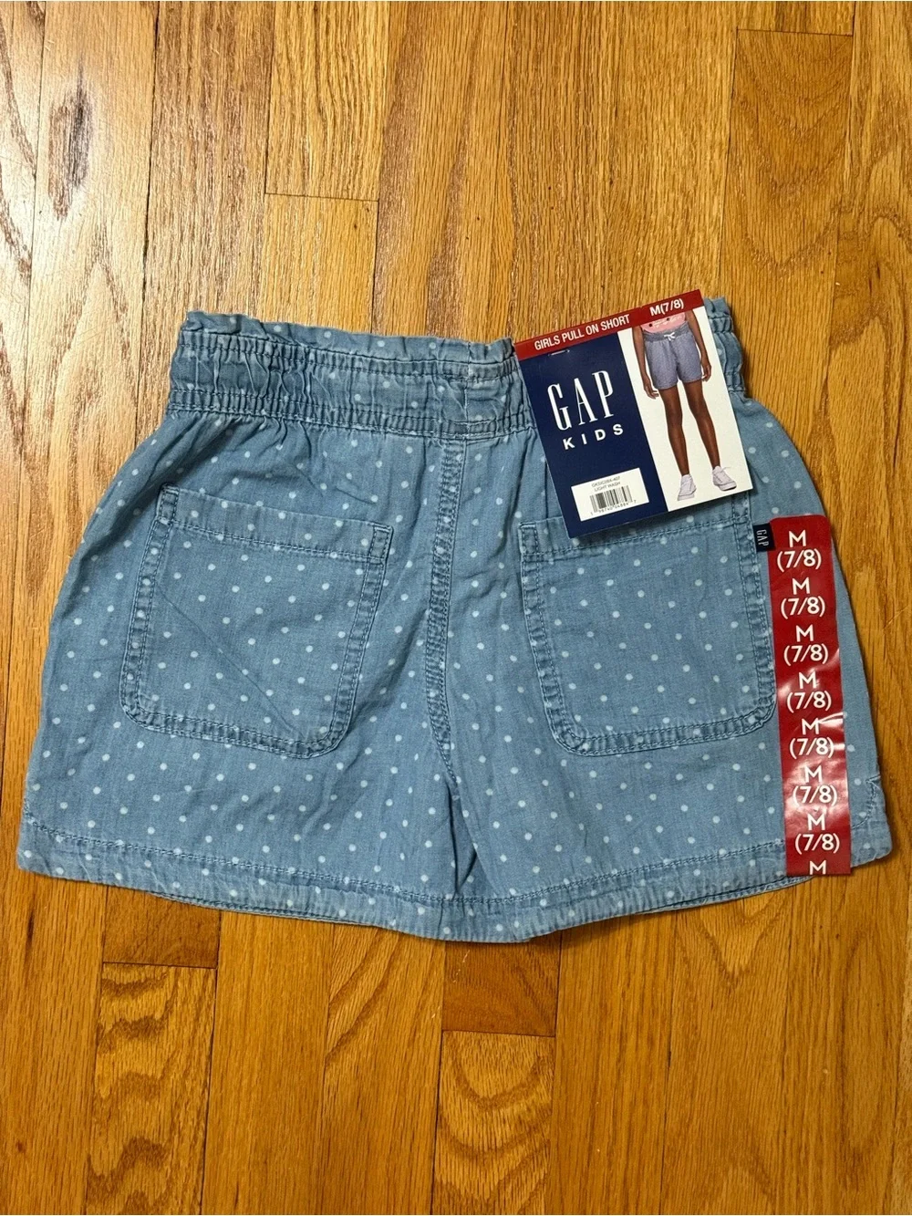 GAP Blue Chambray Polka Dot Drawstring Shorts